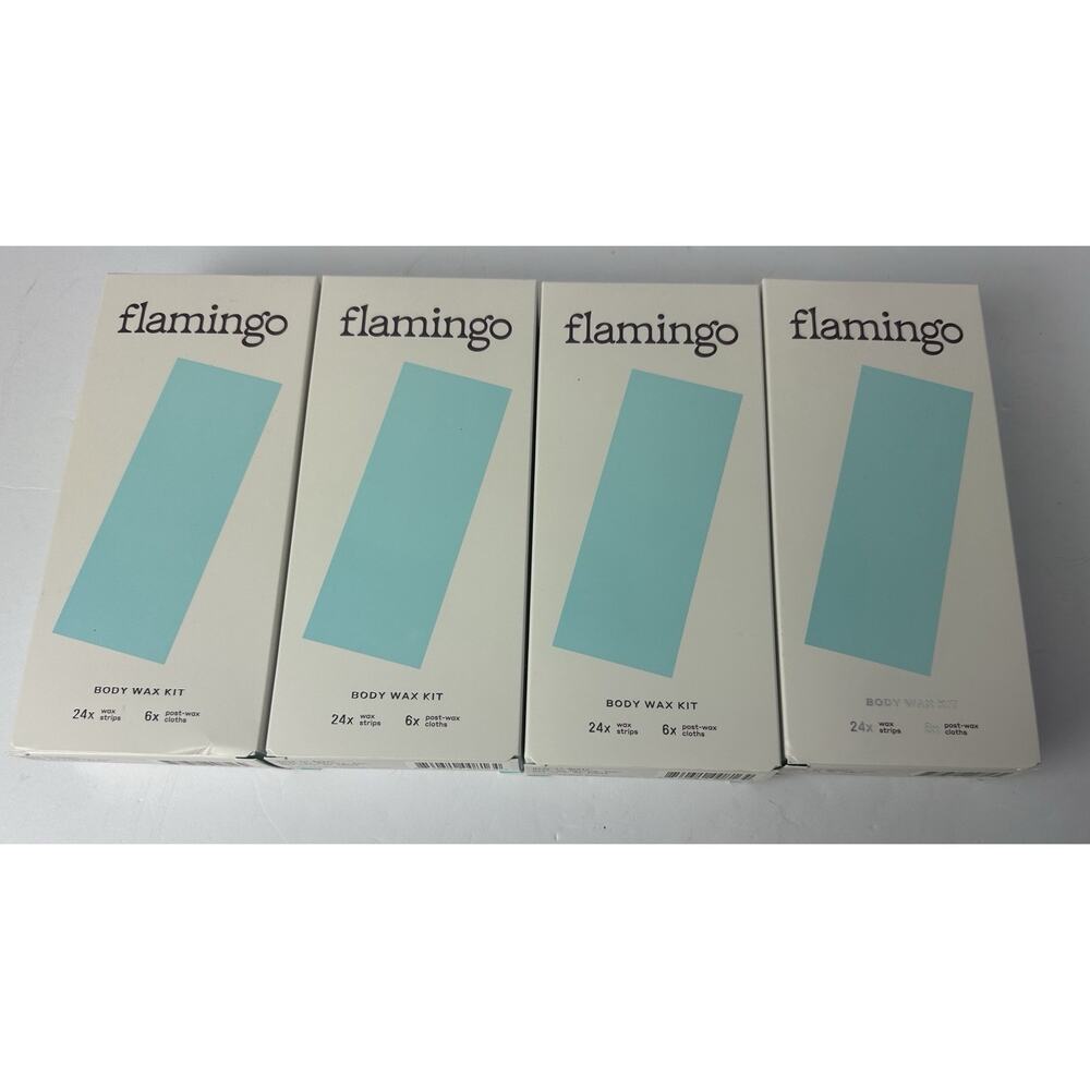 4 kits Flamingo by Harry's BODY WAX each contains 24 Strips + 6 Post-Wax Cloths